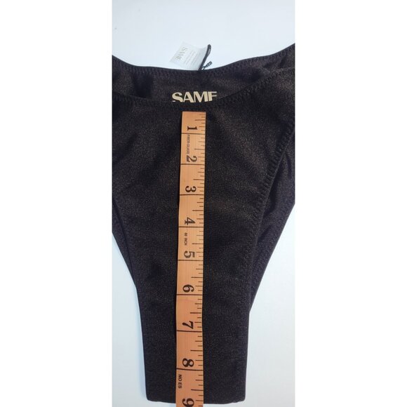 SAME Los Angeles Bikini Womens Top XXLarge  Bottom High Weist Faux Suede Cream - Picture 5 of 8